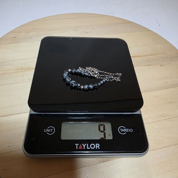 Sterling Silver 925 Snowflake Jasper Graduated Beaded Necklace 18 Inches Long - Picture 8 of 8